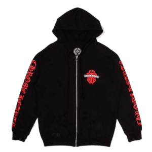 Chrome Heart Red Dagger Logo Zip Up Hoodie