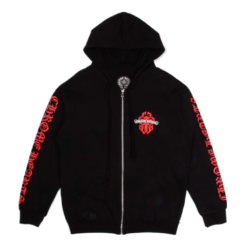 Chrome Heart Red Dagger Logo Zip Up Hoodie