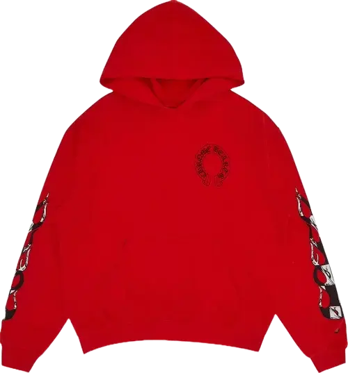 Chrome Hearts Horseshoe Logo Red Hoodie view 2