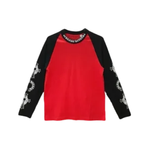 Red Black Horseshoe Logo Long Sleeve T Shirt