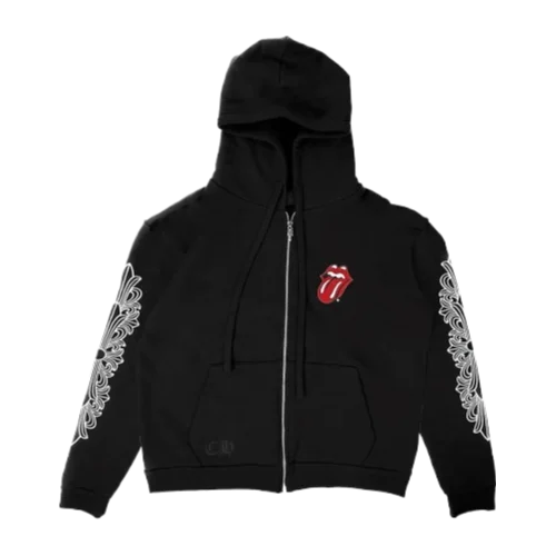 Rolling Stone Chrome Heart Black Zip-Up Hoodie