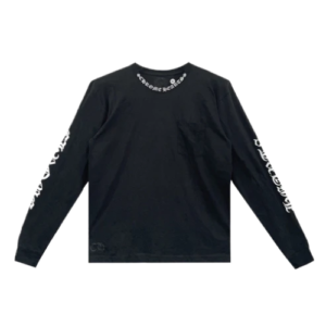 Script Collar Logo in White Long sleeve Tee