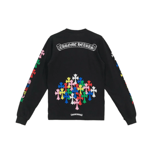 Scroll Logo Multi Color Crosses Long Sleeve Tshirt