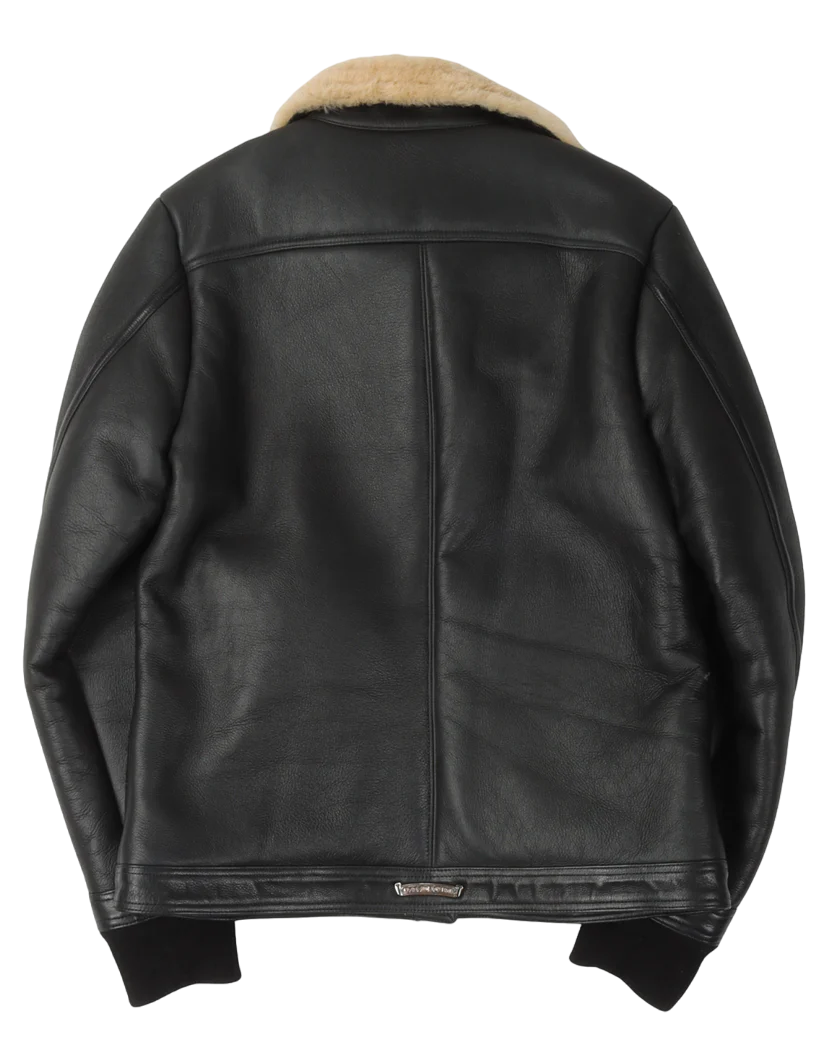 Shearling Leather Bomber Jacket With Fur Collar | Chrome Hearts view 2
