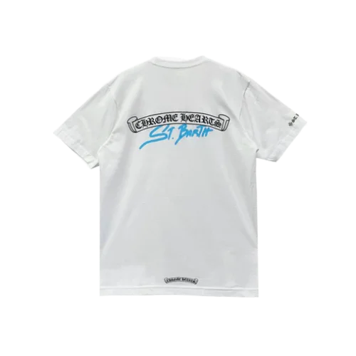 St. Barth Exclusive Scroll Logo Short Sleeve T shirt White