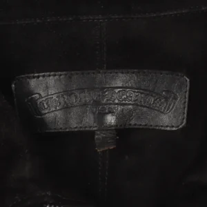 Black Suede Leather Zip Up Jacket | Chrome Hearts view 3