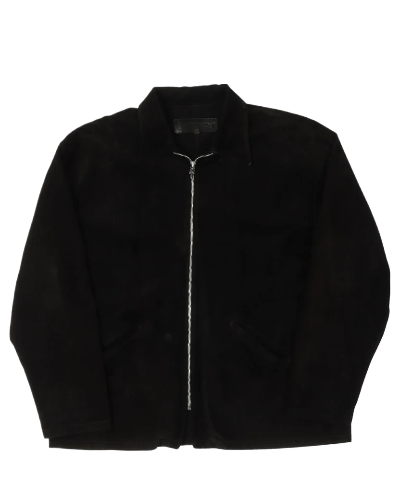 Black Suede Leather Zip Up Jacket | Chrome Hearts