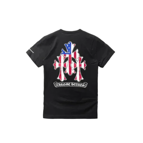 USA Flag Triple Cross Logo Short Sleeve Tee