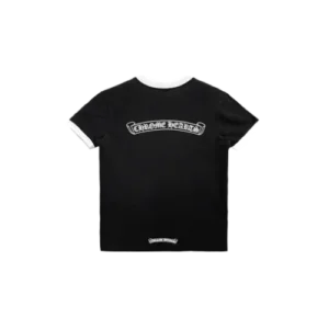 Vintage Black Chrome Hearts Scroll Logo Short Sleeve view 2