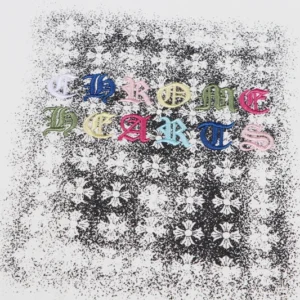 White Chrome Hearts Embroidery Letter Logo Unisex Tee view 3