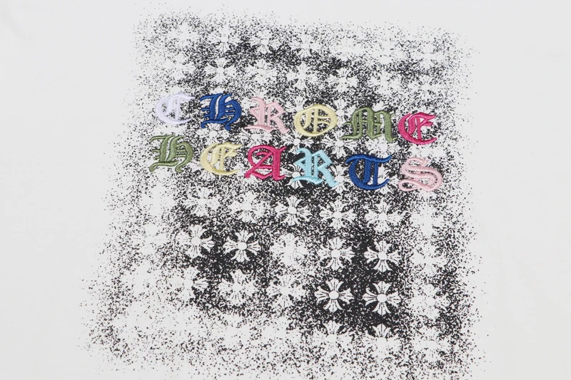 White Chrome Hearts Embroidery Letter Logo Unisex Tee view 3