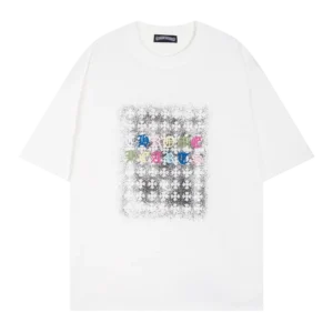 White Chrome Hearts Embroidery Letter Logo Unisex Tee