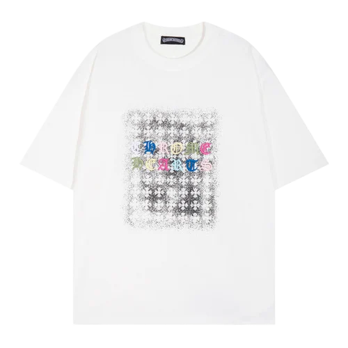 White Chrome Hearts Embroidery Letter Logo Unisex Tee