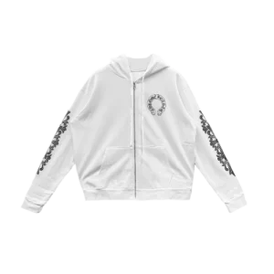 Chrome Hearts White Hoodie Horseshoe Logo view 2