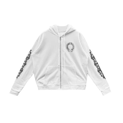 Chrome Hearts White Hoodie Horseshoe Logo view 2