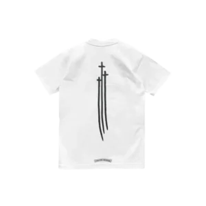 White Three Cross Logo Short Sleeve Tee view 2