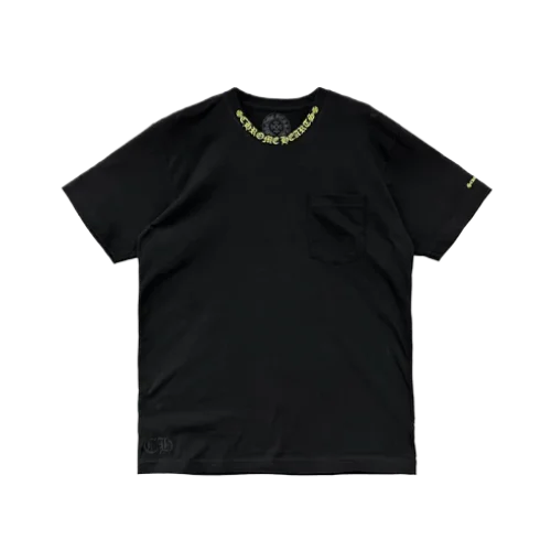 Yellow Neck Script Logo Short Sleeve Tee