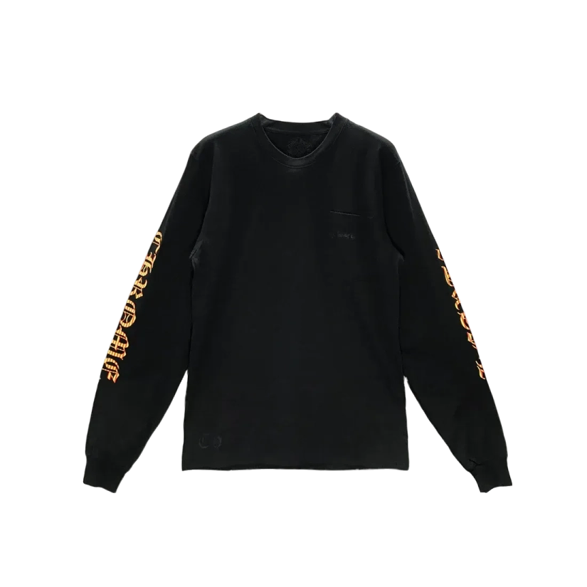 Yellow Dagger Script Logo Long Sleeve T Shirt view 2