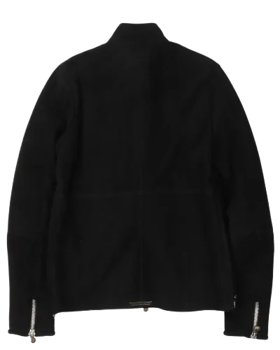 Jet Black Zip Up Leather Jacket | Chrome Hearts view 2