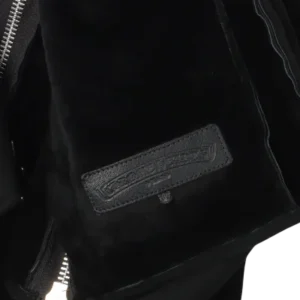 Jet Black Zip Up Leather Jacket | Chrome Hearts view 3