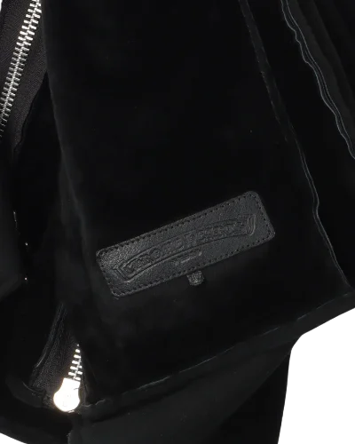 Jet Black Zip Up Leather Jacket | Chrome Hearts view 3