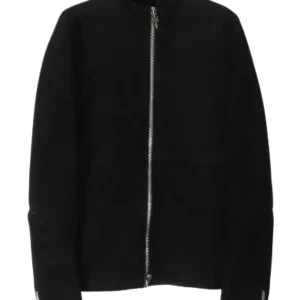Jet Black Zip Up Leather Jacket | Chrome Hearts