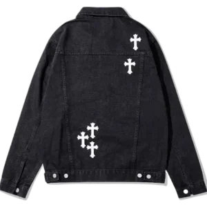 White Cross Patch Denim Jacket | Chrome Hearts view 2