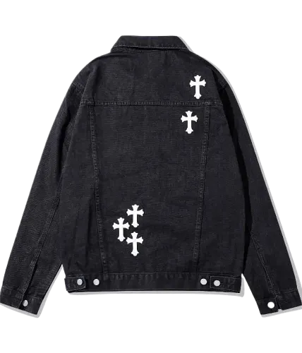 White Cross Patch Denim Jacket | Chrome Hearts view 2