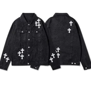 White Cross Patch Denim Jacket | Chrome Hearts view 3