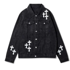 White Cross Patch Denim Jacket | Chrome Hearts
